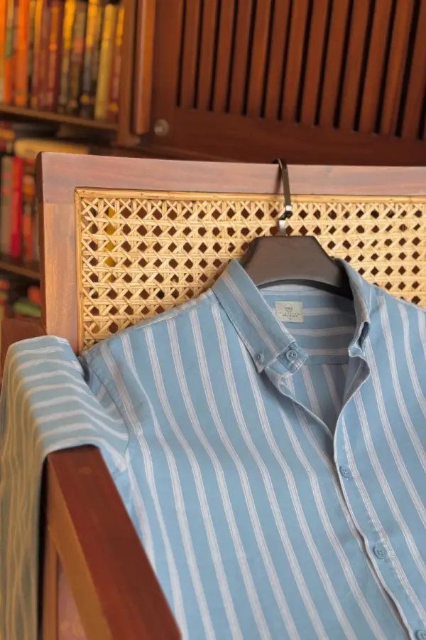 Blue with light pink Stripe