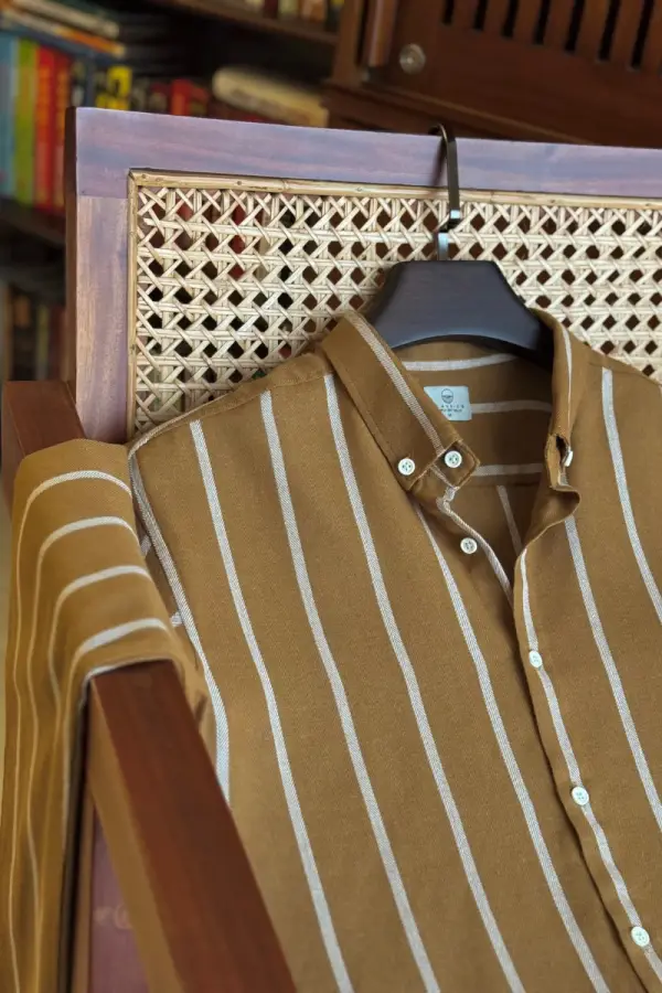 Mustard Brown With White Stripes