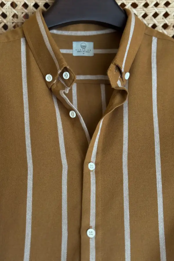 Mustard Brown With White Stripes
