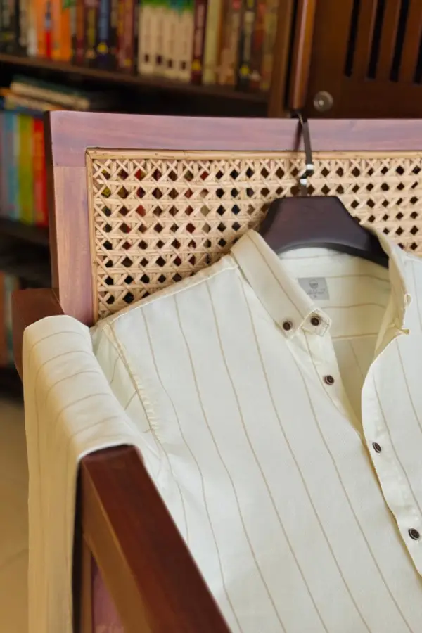 Light Butter Cream with Muted Beige Stripe