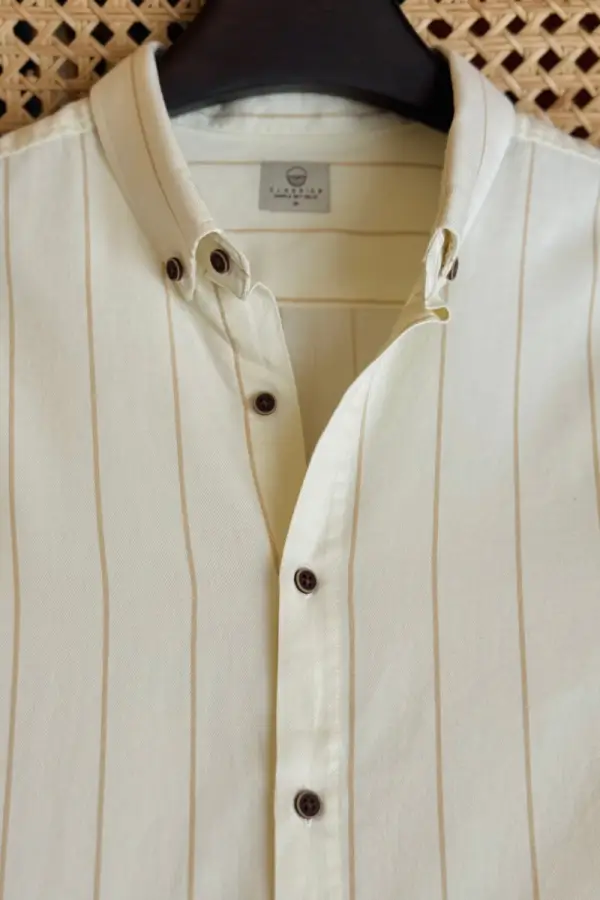 Light Butter Cream with Muted Beige Stripe