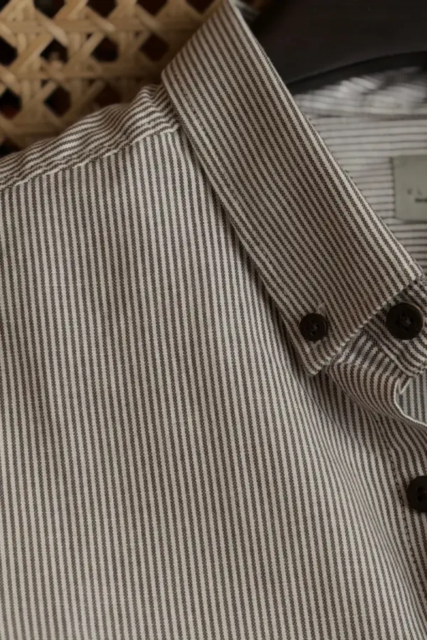 Brown & White Pinstripe