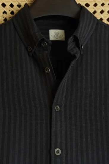 Charcoal Black with Subtle Vertical Pinstripes