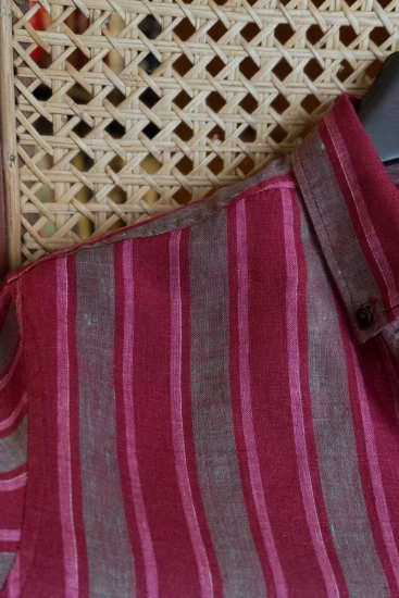 Muted Maroon With Deep Olive Stripe