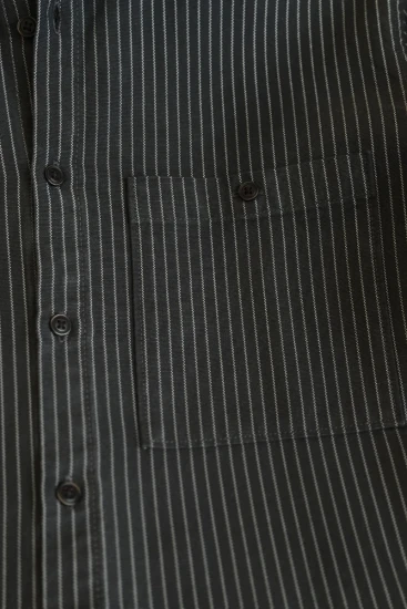 Charcoal Grey with Beige Stripe Winter Shirt
