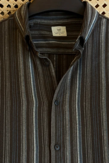 Chocolate Brown with Bluebeige Stripe