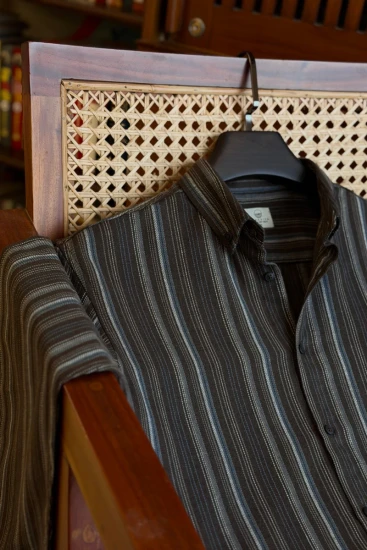 Chocolate Brown with Bluebeige Stripe