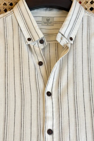 Offwhite with ChocolateBeige Stripe