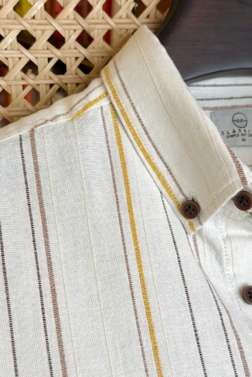 Cream with textured Multi Stripes Shirt
