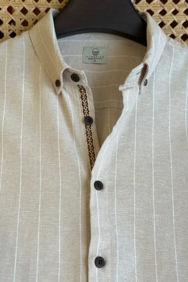 Warm Beige with White Stripe Shirt