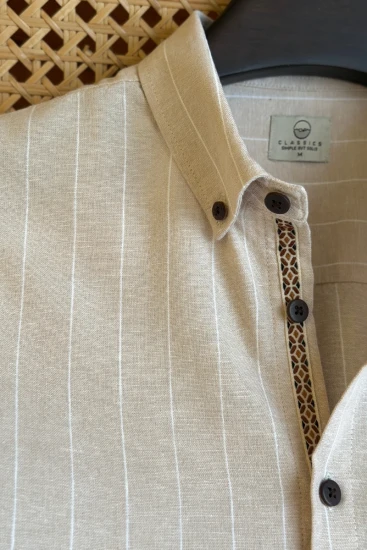 Warm Beige with White Stripe Shirt