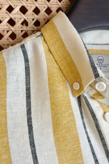 Beige Mustard Yellow with black Stripe Shirt
