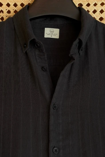 Charcoal Black with Subtle Pinstripes Shirt