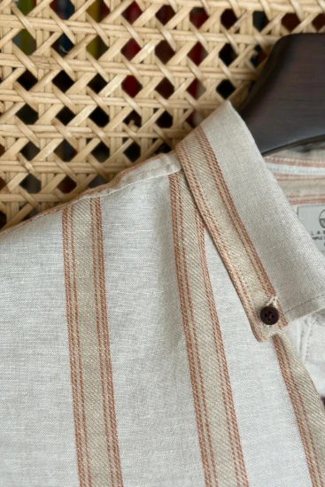 Sand Beige with Light Terracotta Stripe Shirt