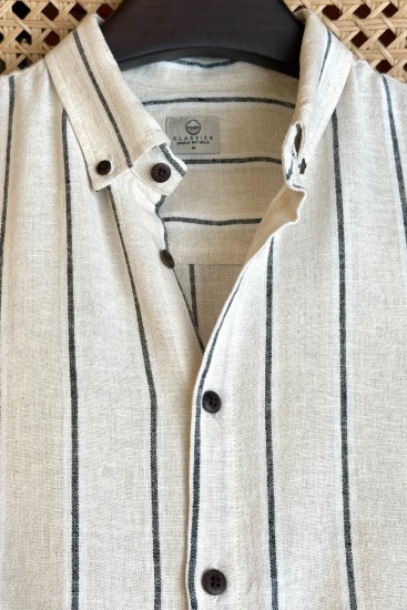 Off White with Blackwhite Stripe Shirt