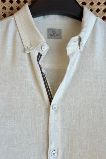 Butter White With Dark Brown Twill Tape Shirt