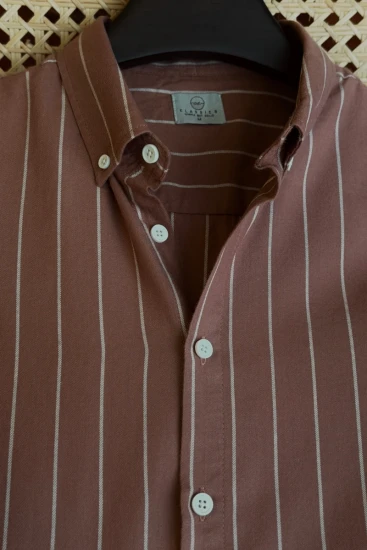 Russett Brown With Off white Stripe Shirt