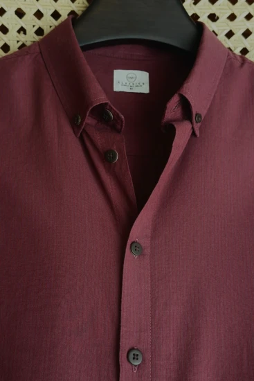 Red Maroon & Grey Pinstriped Shirt