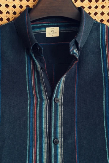 Navy Blue With Multi Pinstripes Shirt