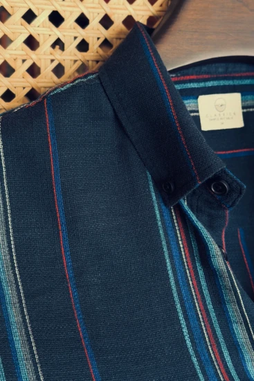 Navy Blue With Multi Pinstripes Shirt