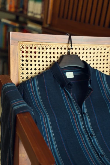 Navy Blue With Multi Pinstripes Shirt