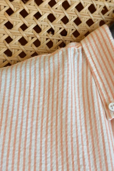 Soft Orange with Offwhite Stripe Shirt