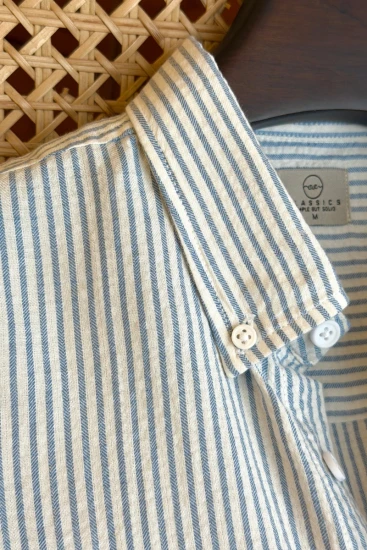 Muted Blue with OffWhite Stripe Shirt