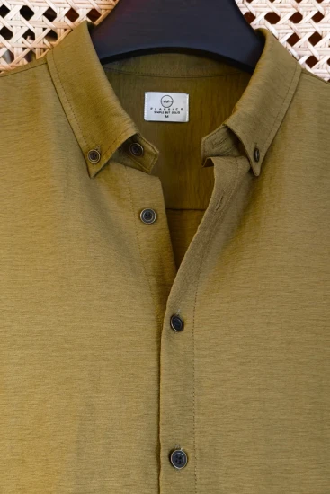 Muted Olive Brown Solid Shirt