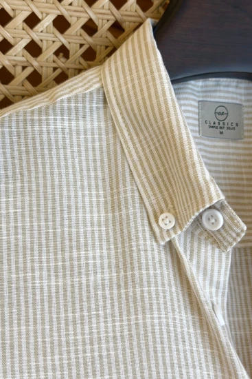 Beige & White Micro Stripe Shirt