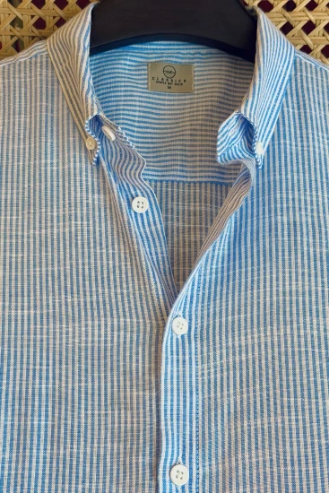 Skyblue & White Micro Stripe Shirt