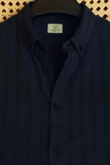Matte Navy Blue Textured Shirt