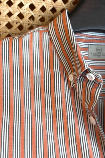 Rust Orange with White-Black Stripes Shirt