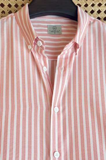 White with Coral Orange Stripes Shirt