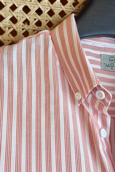 White with Coral Orange Stripes Shirt
