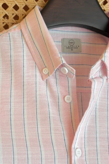 Soft Blush Pink-White & Blue Pinstripe Shirt