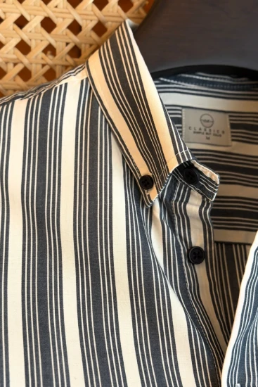 Off-White with Charcoal Black Stripe Shirt