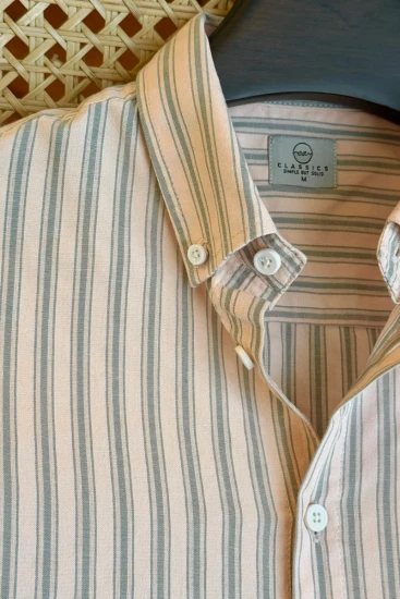 Dusty Pink with Sage Green Stripe Shirt