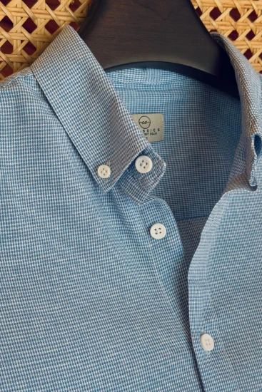 Sky Blue & White Micro CheckShirt