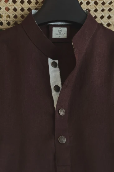 Chocolate Brown With White Contrast Panjabi
