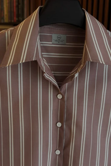 Dusty Mauve with Offwhite Stripe