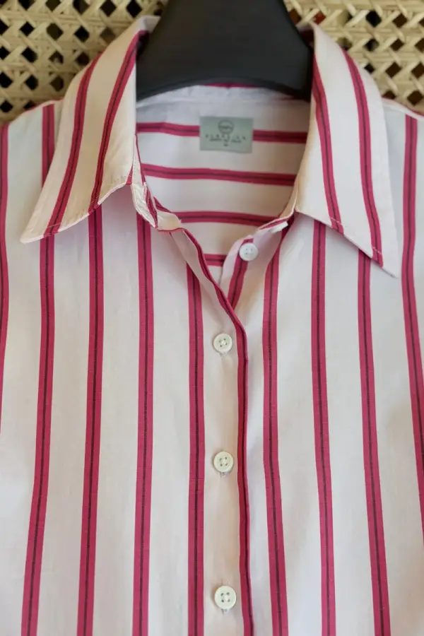 Light Pink With Light Red Carmine Stripe