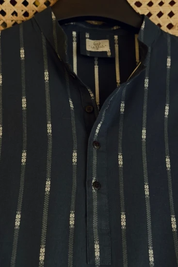 Midnight Navy with Dobby White Stripe Panjabi