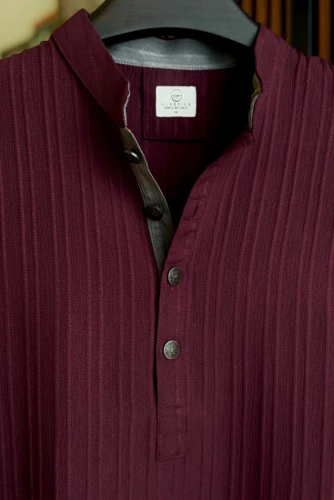 Deep Maroon With Smokey Grey Contrast Panjabi
