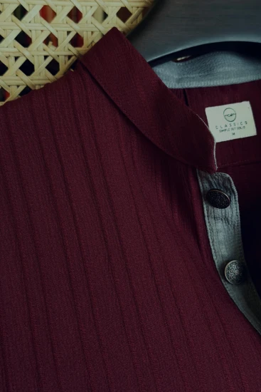 Deep Maroon With Smokey Grey Contrast Panjabi