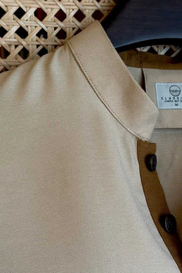 Light Khaki With Deep Brown Contrast Panjabi