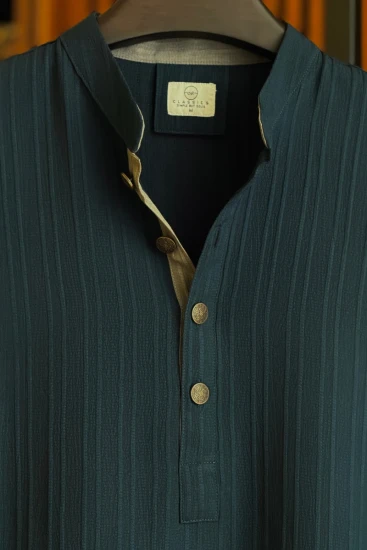 Deep Teal Green with Smokey Grey Contrast Panjabi
