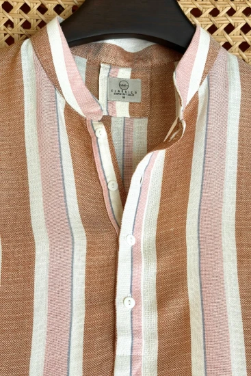 Warm Rust Orange with Cream & Dusty Pink Stripes Panjabi