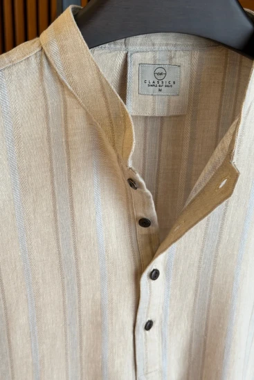 Light Beige with light Blue subtle Stripes Panjabi