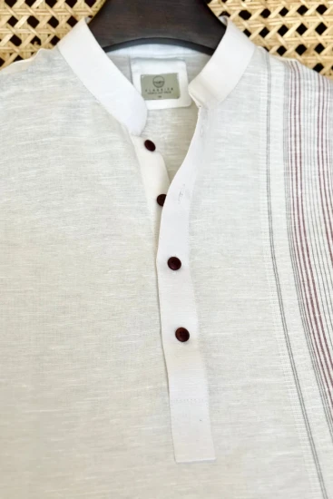 White Maroon Stripe Panjabi